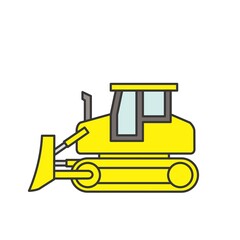 現場作業員と作業車のイラスト