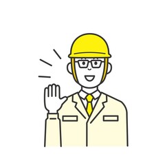 現場作業員と作業車のイラスト