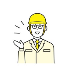 現場作業員と作業車のイラスト