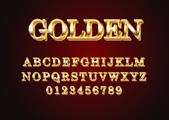 Golden vintage sans-serif font effect template. Vector alphabet with gold and vintage look template for game title, poster headline, old style