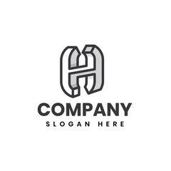 H letter geometric logo company