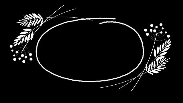 Plants and oval frame in stop motion style