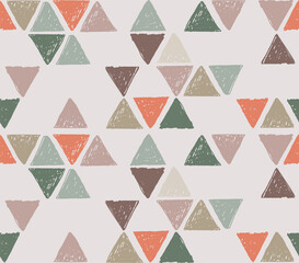 Triangle hand made seamless pattern. Vector illustration.
