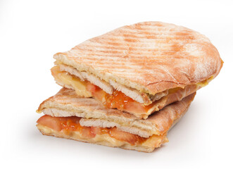 ham sandwich isolated on white