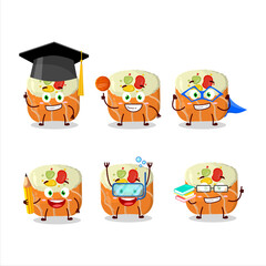 School student of uramaki sushi cartoon character with various expressions