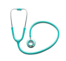 Modern stethoscope on white background