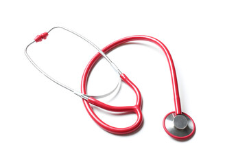 Modern stethoscope on white background