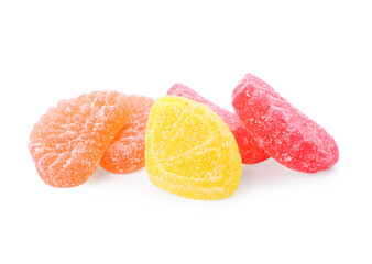Jelly candies on white background