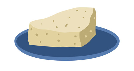 Omelet in a plate on a white isolated background.