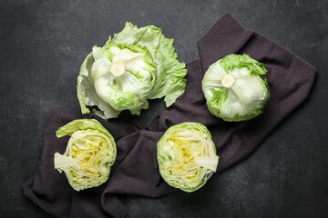 Iceberg lettuce on dark background