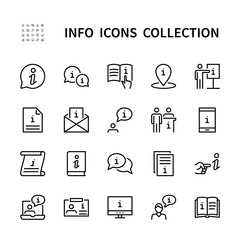 Information vector linear icons set. Isolated icon collection on white background. Information symbol vector set.