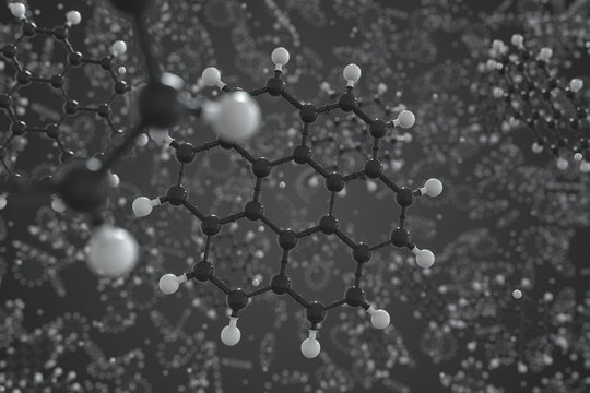 Coronene molecule made with balls, conceptual molecular model. Chemical 3d rendering