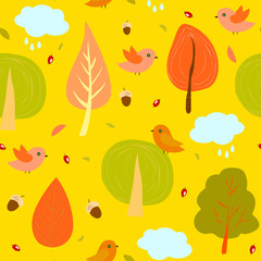 Obraz na płótnie Canvas Multicolored trees seamless pattern. Cute natural background with trees