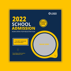 School Admission Social Media Post, School education admission social media post & back to school web banner template or square flyer poster, 