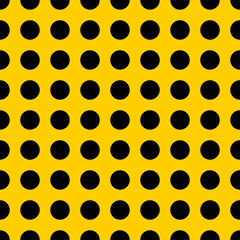 Seamless pattern. Yellow background with black circles . Vector illustration.	