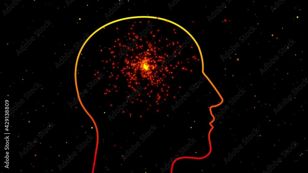 Canvas Prints silhouette of a person with animated particles in the brain