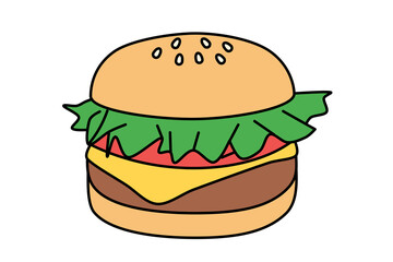 Hamburger fast food simple cute icon