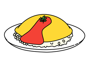 Omelet rice simple cute icon