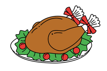 Turkey chicken Christmas food icon