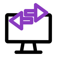 computer icon. computer with data transfer. outline vector icon. can use for, icon design element,ui, web, mobile