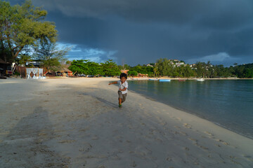 walking on the beach