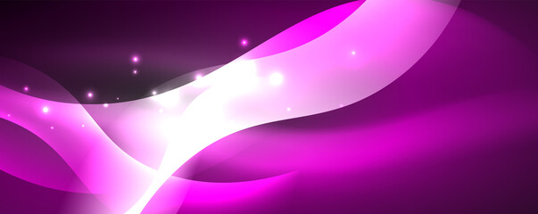 Shiny glowing neon wave, light lines abstract background. Magic energy and motion concept. Vector wallpaper template