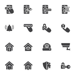 Smart home security vector icons set