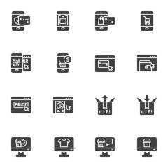 E-commerce and shopping vector icons set
