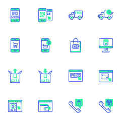 E-commerce and shopping line icons set