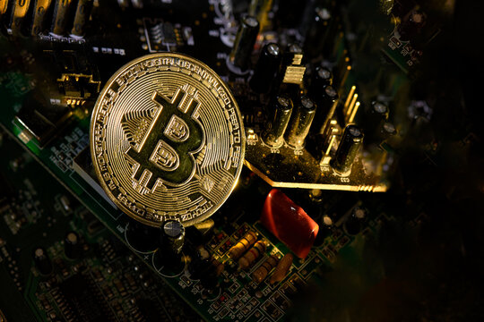 Electronic circuits with resting a cryptovaluta coin