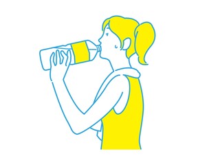 水分補給をする女性のイラスト 水を飲む ベクター
