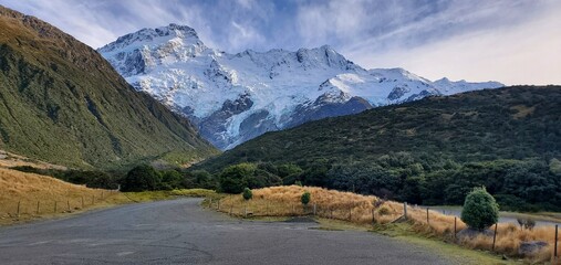Hooker valley trek of glaciers Mount Cook New Zealand