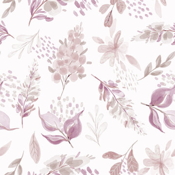 Floral seamless pattern with flowers and leaves