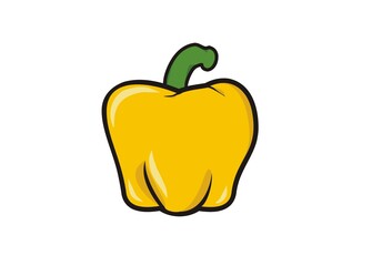 Yellow paprika. Simple flat illustration with black outline.