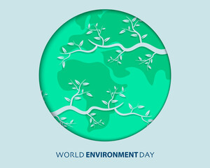 World Environment Day With World Map Vector