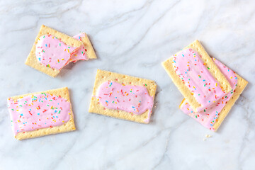 Strawberry pop tarts, overhead flat lay shot