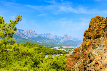 Aerial view of the Kemer town. Antalya province, Turkey