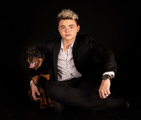 rottweiler and teenager