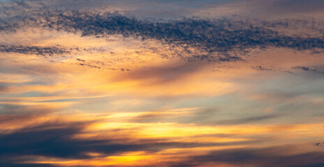 Fototapeta premium Heavenly abstract background. Picturesque bright, dramatic evening sky.