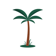 Cartoon Color Palm tree icon isolated on white background. Vector illustration.