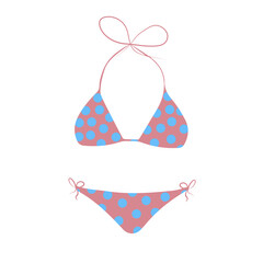 Fashionable women swimsuit bikini vector icon. Flat design style.