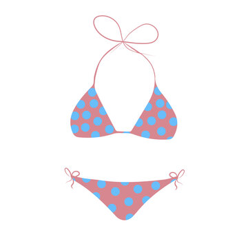 Fashionable women swimsuit bikini vector icon. Flat design style.
