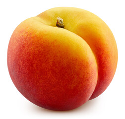 Peach with apricot leaves isolated