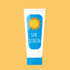 Suncreen vector tube Illustration of sunscreen cream. Sunblock isolated icon.