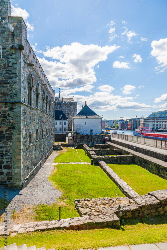 Canvas Prints View at Haakon's hall in the city Bergen in Norway