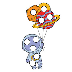 Vector digital educational game with cartoon character for toddlers:  patches or dot marker pages