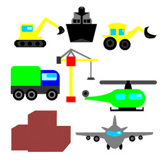 set of icons vector transportations

