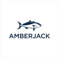 greater amberjack fish logo design template