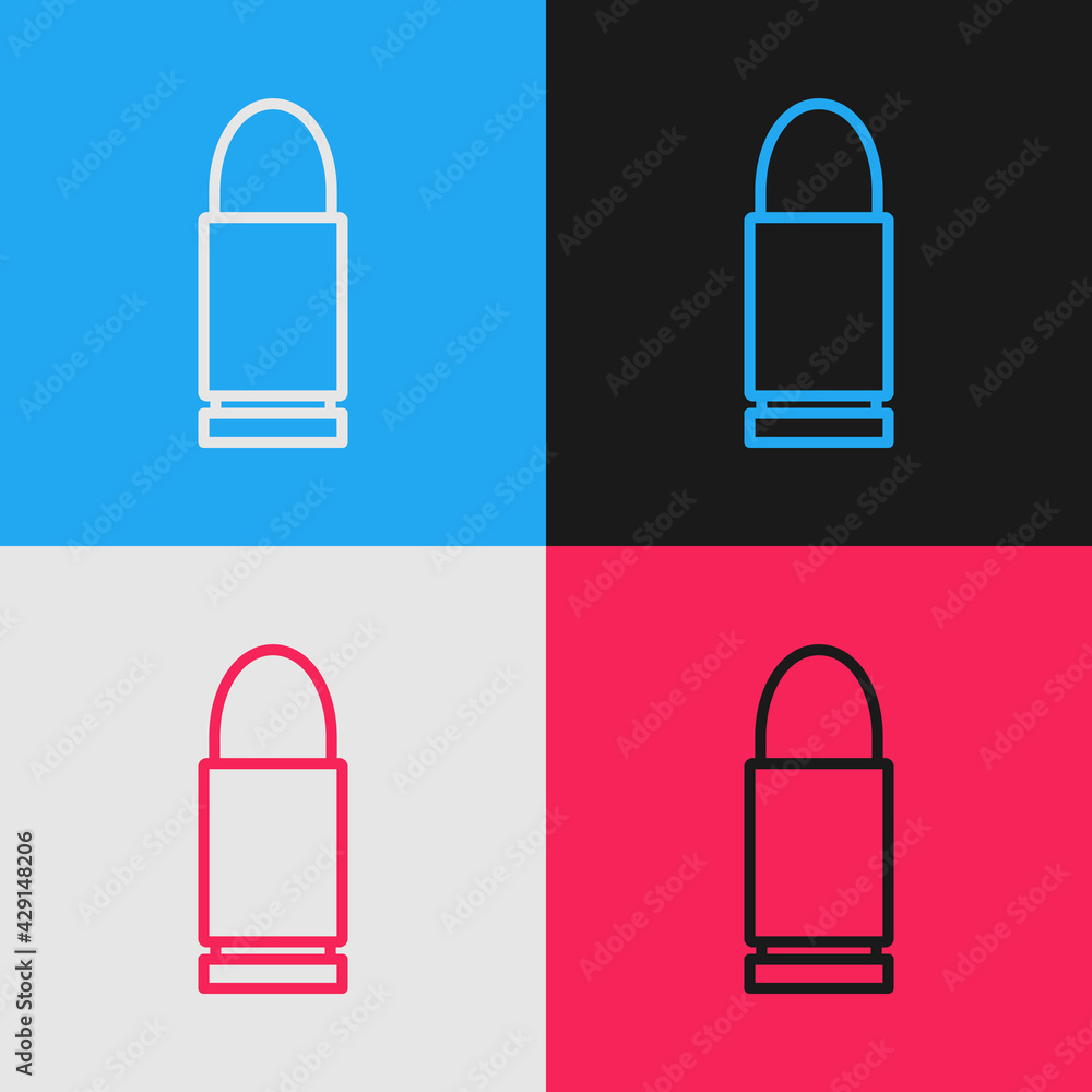 Poster pop art line bullet icon isolated on color background. vector