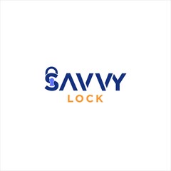savvy lock logo design for secure vector